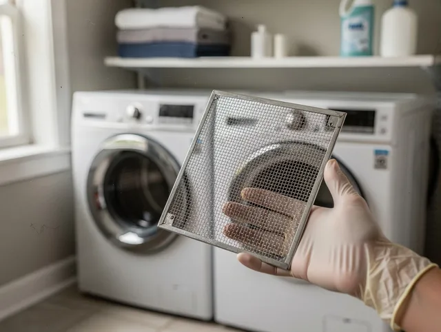 Aurora Dryer Vent Cleaning specialist performing detailed lint trap cleaning service in Aurora