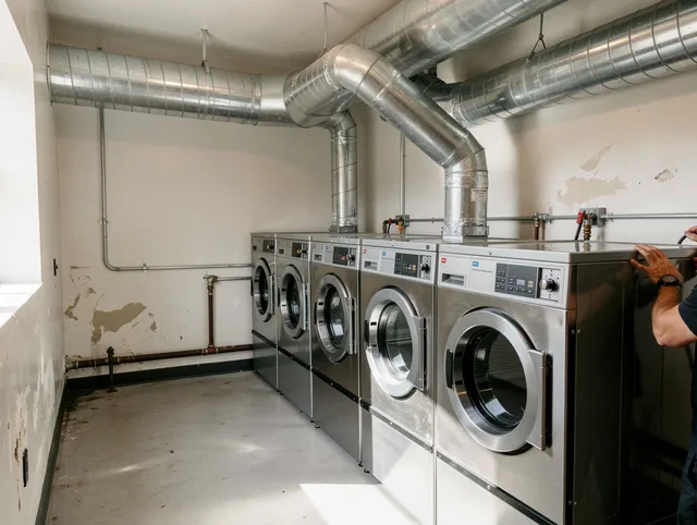Aurora Dryer Vent Cleaning team performing large-scale commercial dryer vent cleaning in Aurora