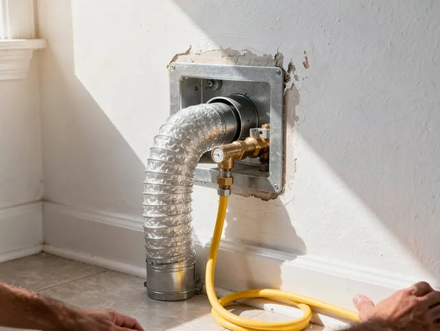 Aurora Dryer Vent Cleaning certified technician performing specialized gas dryer vent cleaning in Aurora